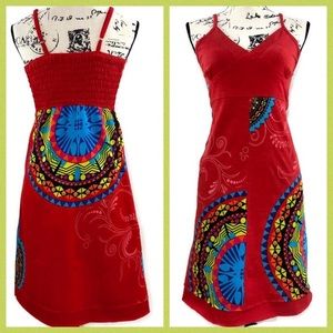 Colorful Geometric Empire Geometric Print Dress